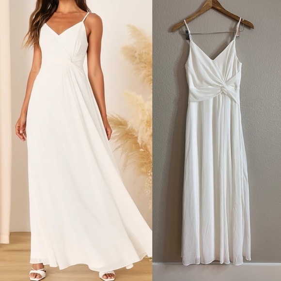 Exceptional Love White Sleeveless Twist-Front Maxi Dress - Picture 1 of 7